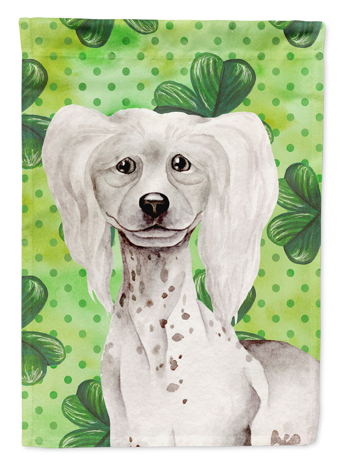 Chinese Crested Shamrocks Flag Canvas House Size CK1401CHF  the-store.com.