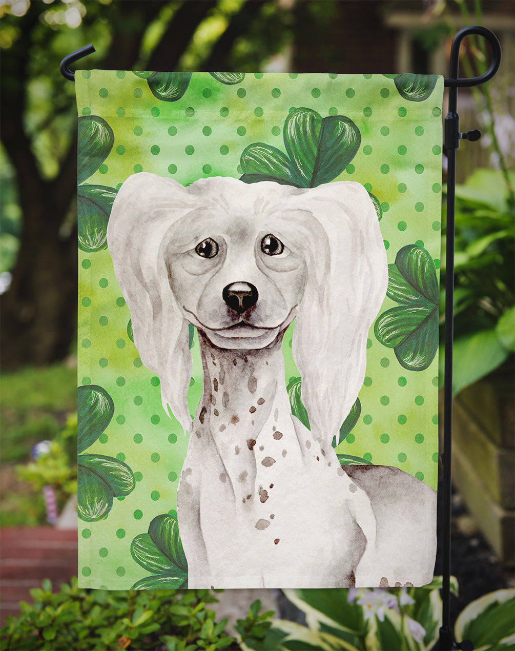 Chinese Crested Shamrocks Flag Garden Size CK1401GF  the-store.com.