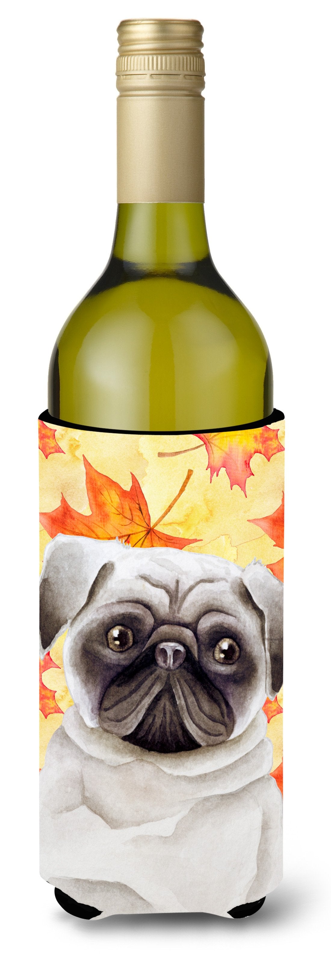 Pug Fall Wine Bottle Beverge Insulator Hugger CK1406LITERK by Caroline&#39;s Treasures