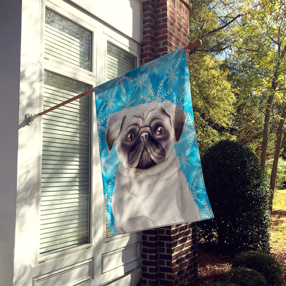 Pug Winter Flag Canvas House Size CK1413CHF  the-store.com.