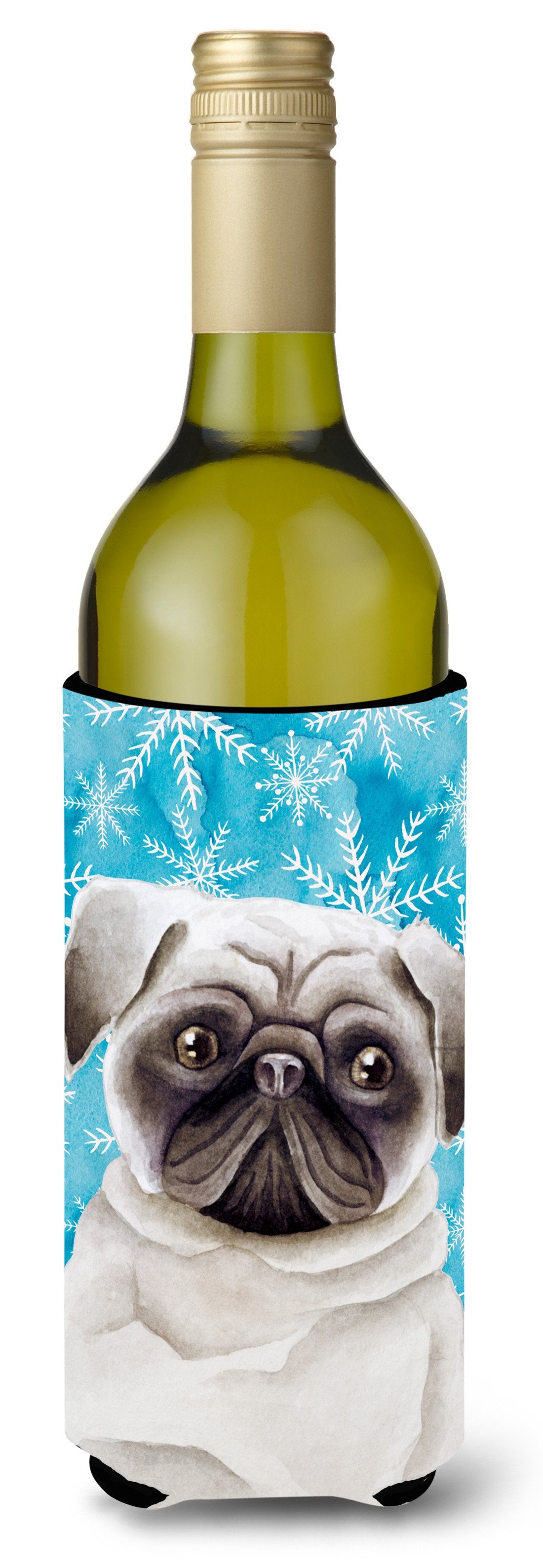 Pug Winter Wine Bottle Beverge Insulator Hugger CK1413LITERK by Caroline&#39;s Treasures