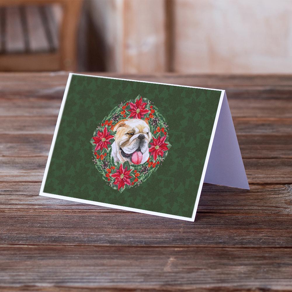 Buy this English Bulldog Poinsetta Wreath Greeting Cards and Envelopes Pack of 8