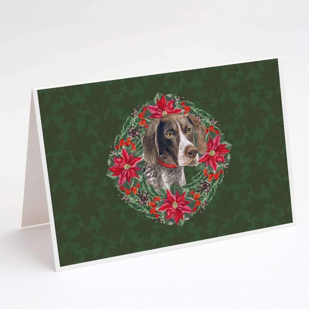 Buy this German Shorthaired Pointer Poinsetta Wreath Greeting Cards and Envelopes Pack of 8