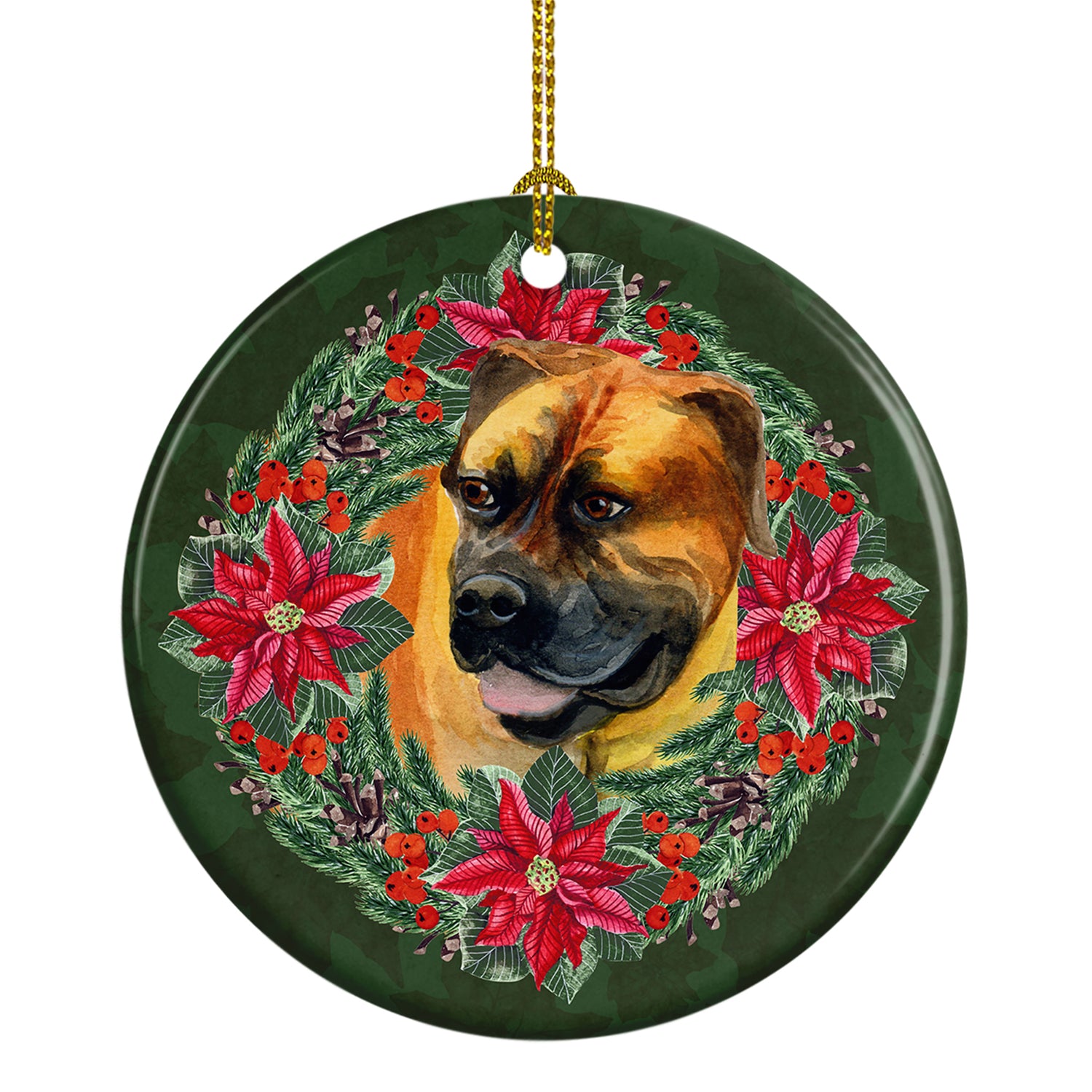 Buy this Boerboel Mastiff Poinsetta Wreath Ceramic Ornament