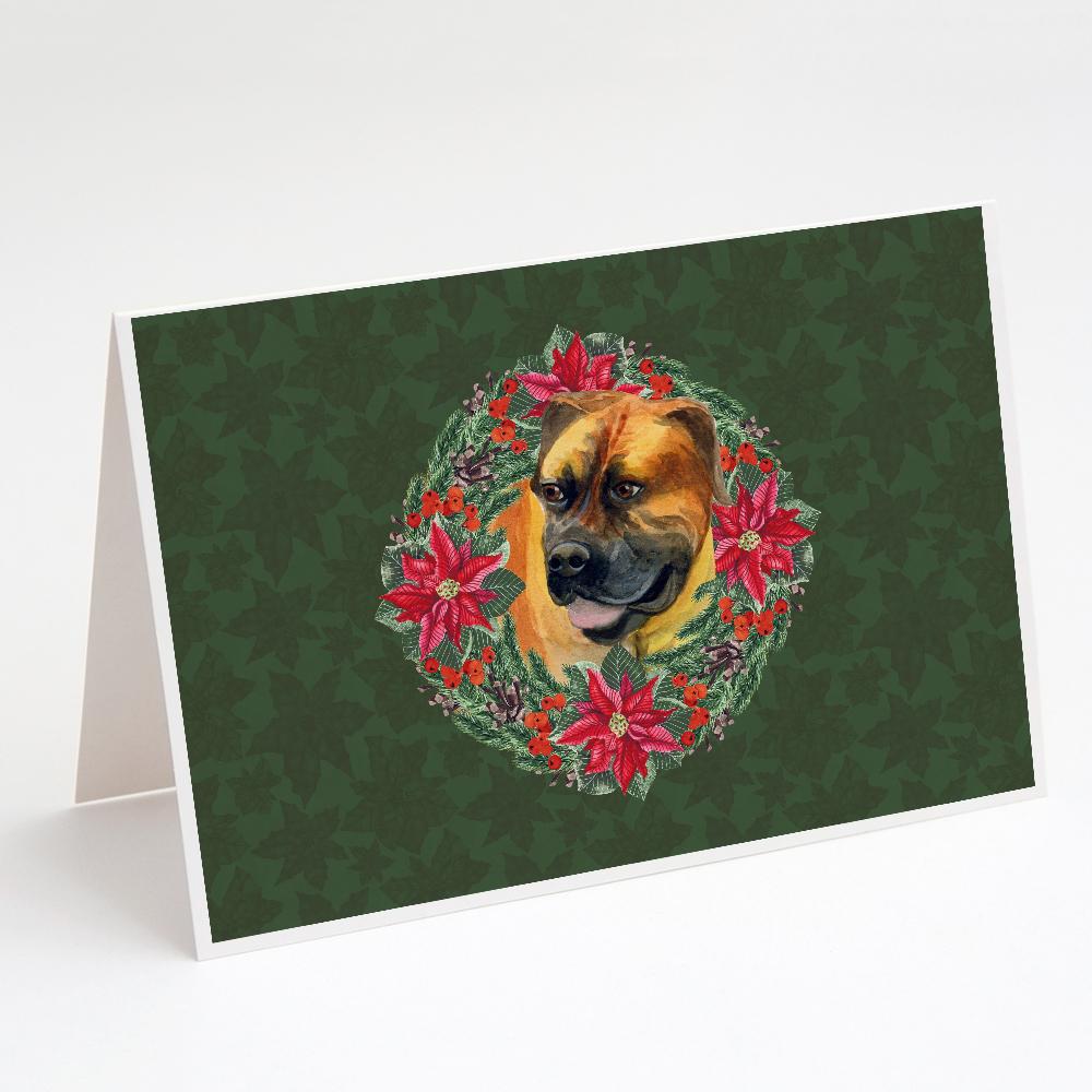 Buy this Boerboel Mastiff Poinsetta Wreath Greeting Cards and Envelopes Pack of 8