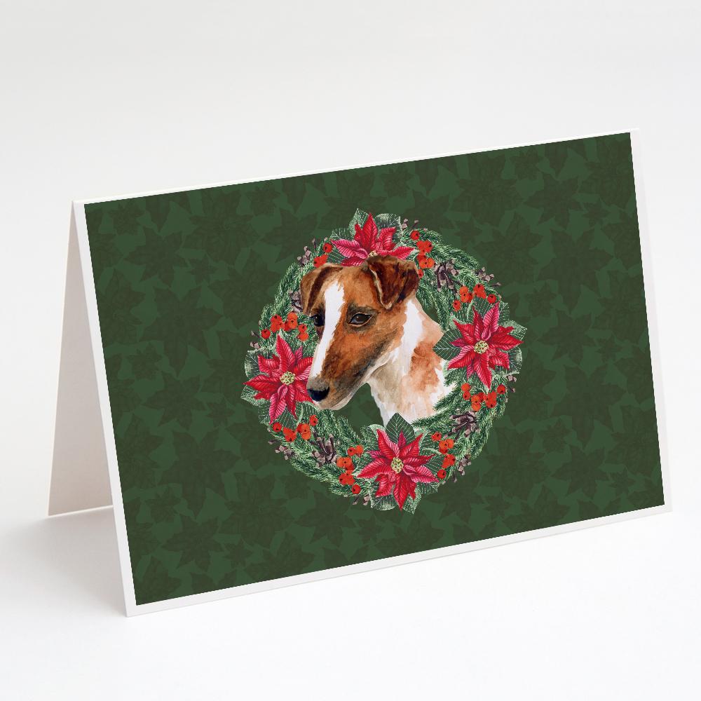 Buy this Smooth Fox Terrier Poinsetta Wreath Greeting Cards and Envelopes Pack of 8