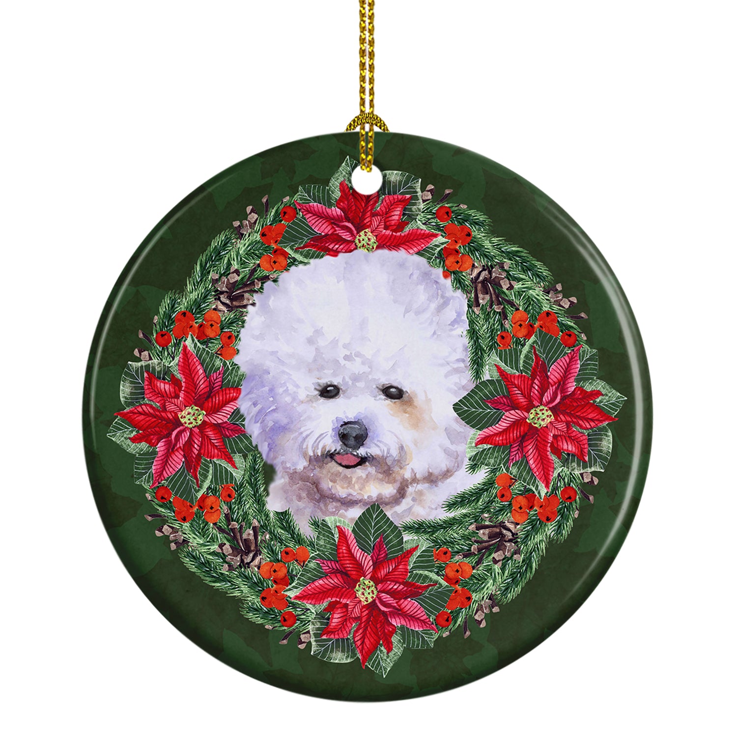 Buy this Bichon Frise Poinsetta Wreath Ceramic Ornament