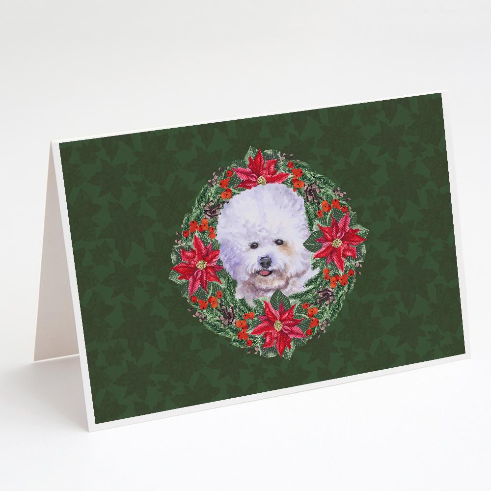 Buy this Bichon Frise Poinsetta Wreath Greeting Cards and Envelopes Pack of 8