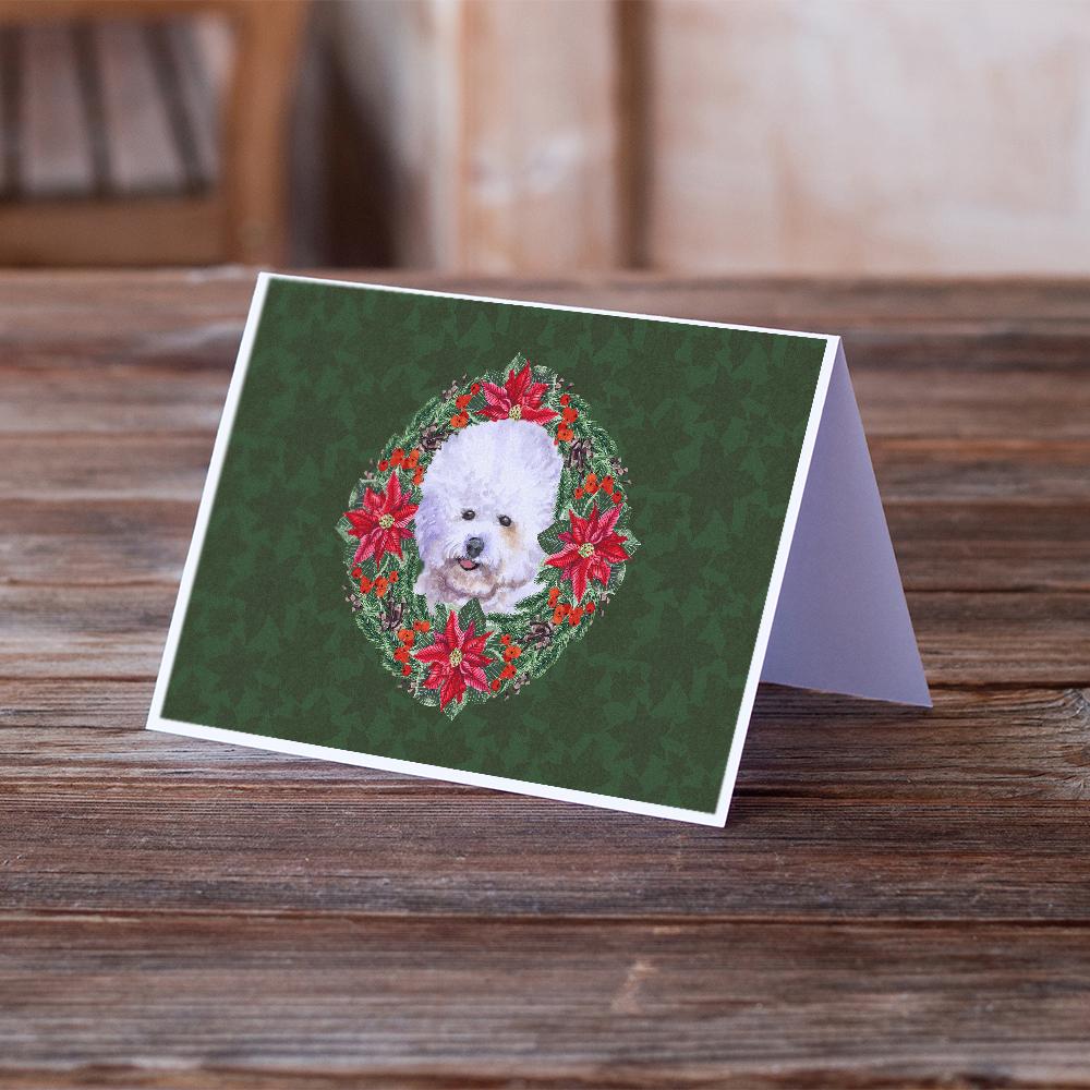 Buy this Bichon Frise Poinsetta Wreath Greeting Cards and Envelopes Pack of 8