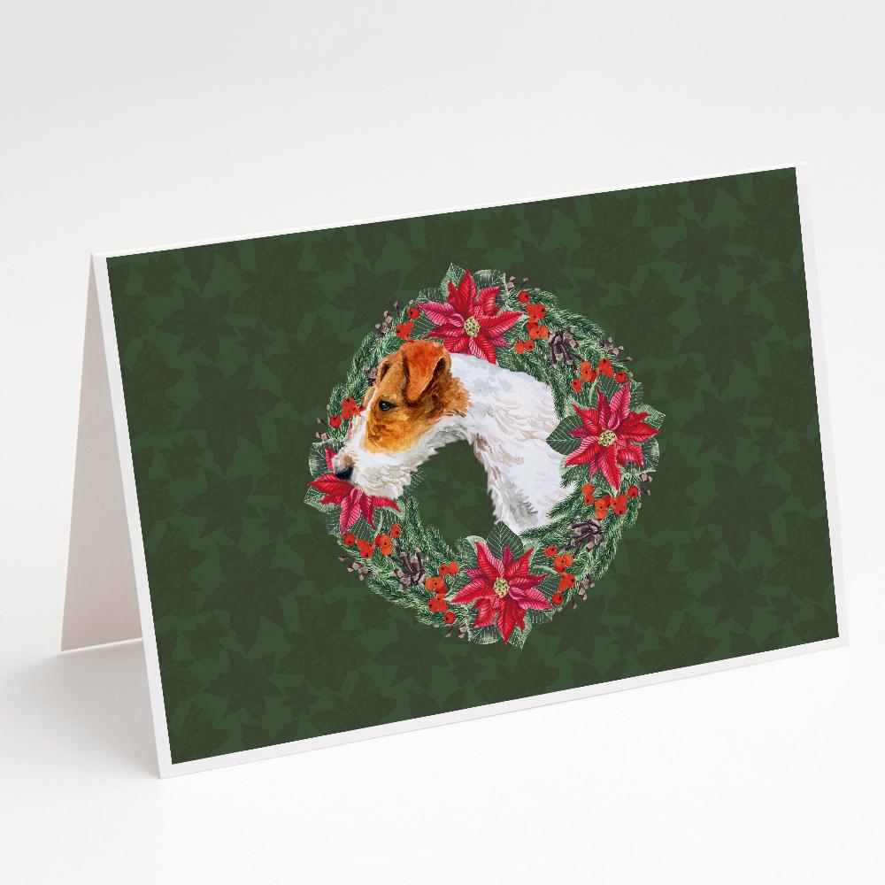 Buy this Fox Terrier Poinsetta Wreath Greeting Cards and Envelopes Pack of 8