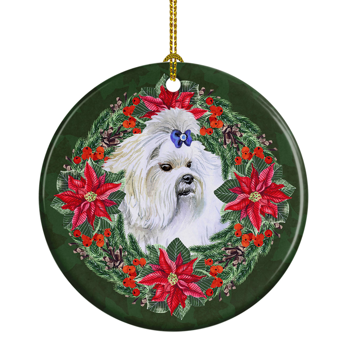 Buy this Maltese Poinsetta Wreath Ceramic Ornament