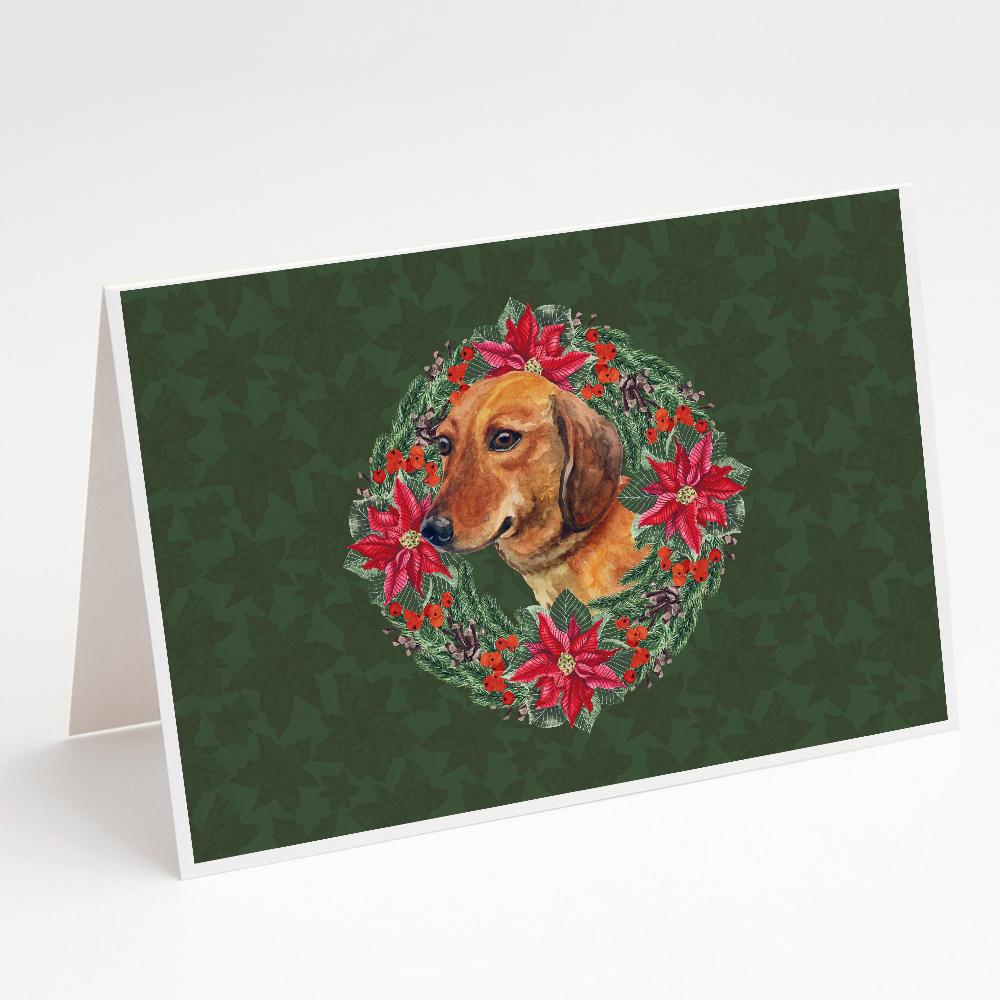 Buy this Dachshund Poinsetta Wreath Greeting Cards and Envelopes Pack of 8