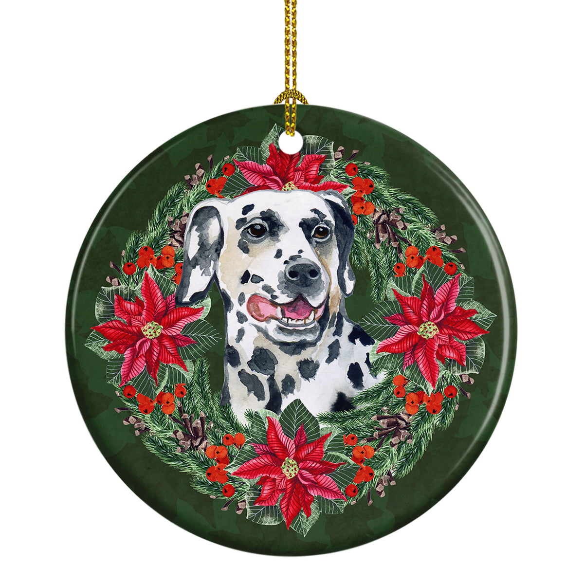 Buy this Dalmatian Poinsetta Wreath Ceramic Ornament