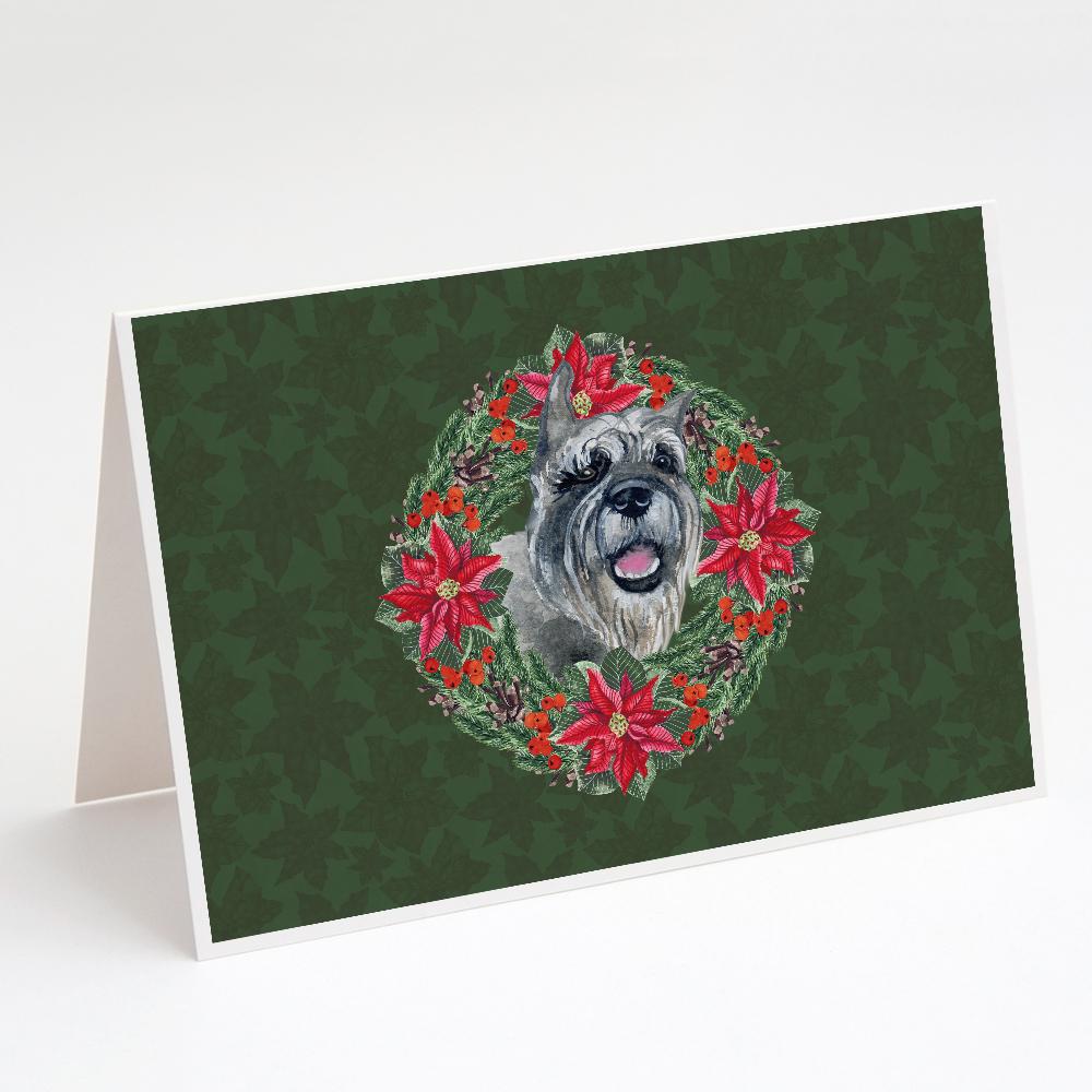 Buy this Schnauzer Poinsetta Wreath Greeting Cards and Envelopes Pack of 8