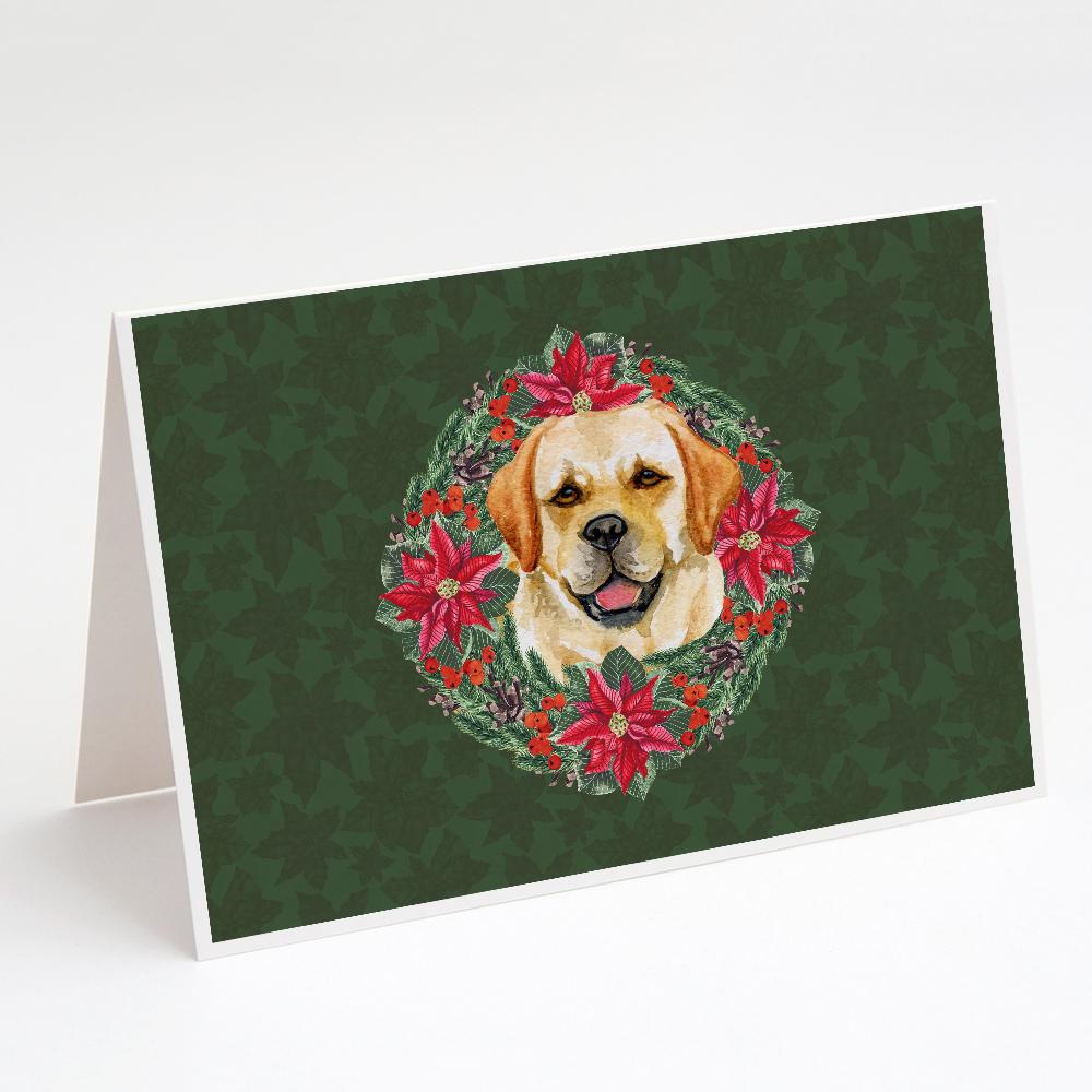 Buy this Golden Retriever Poinsetta Wreath Greeting Cards and Envelopes Pack of 8