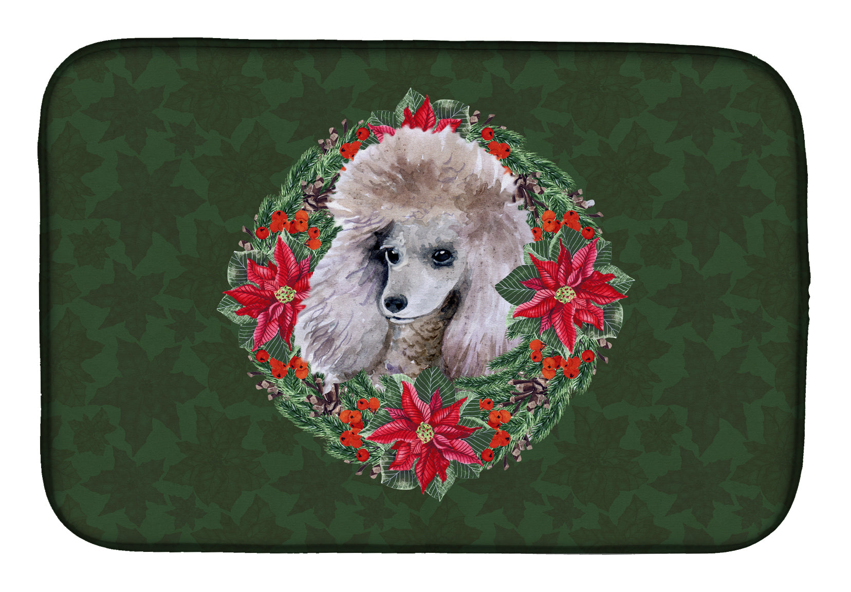 Poodle Poinsetta Wreath Dish Drying Mat CK1531DDM