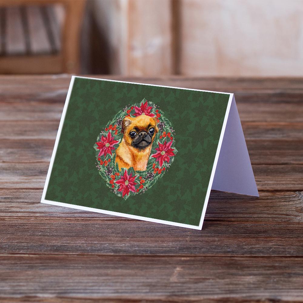 Buy this Small Brabant Griffon Poinsetta Wreath Greeting Cards and Envelopes Pack of 8