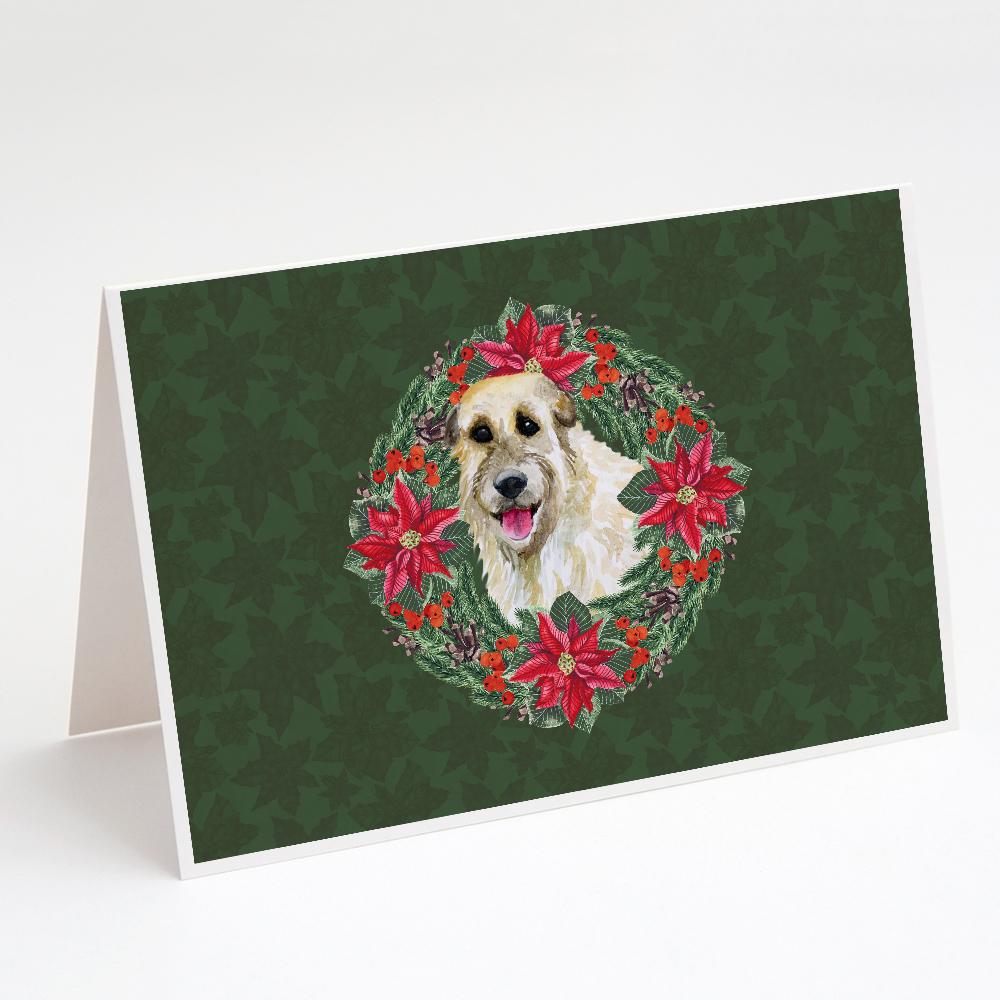 Buy this Irish Wolfhound Poinsetta Wreath Greeting Cards and Envelopes Pack of 8