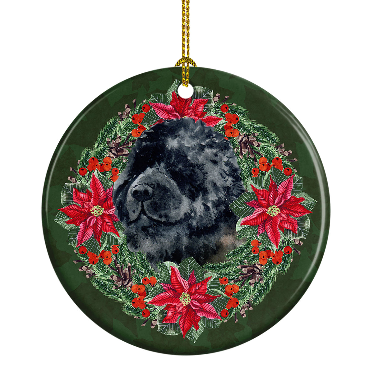 Buy this Newfoundland Poinsetta Wreath Ceramic Ornament