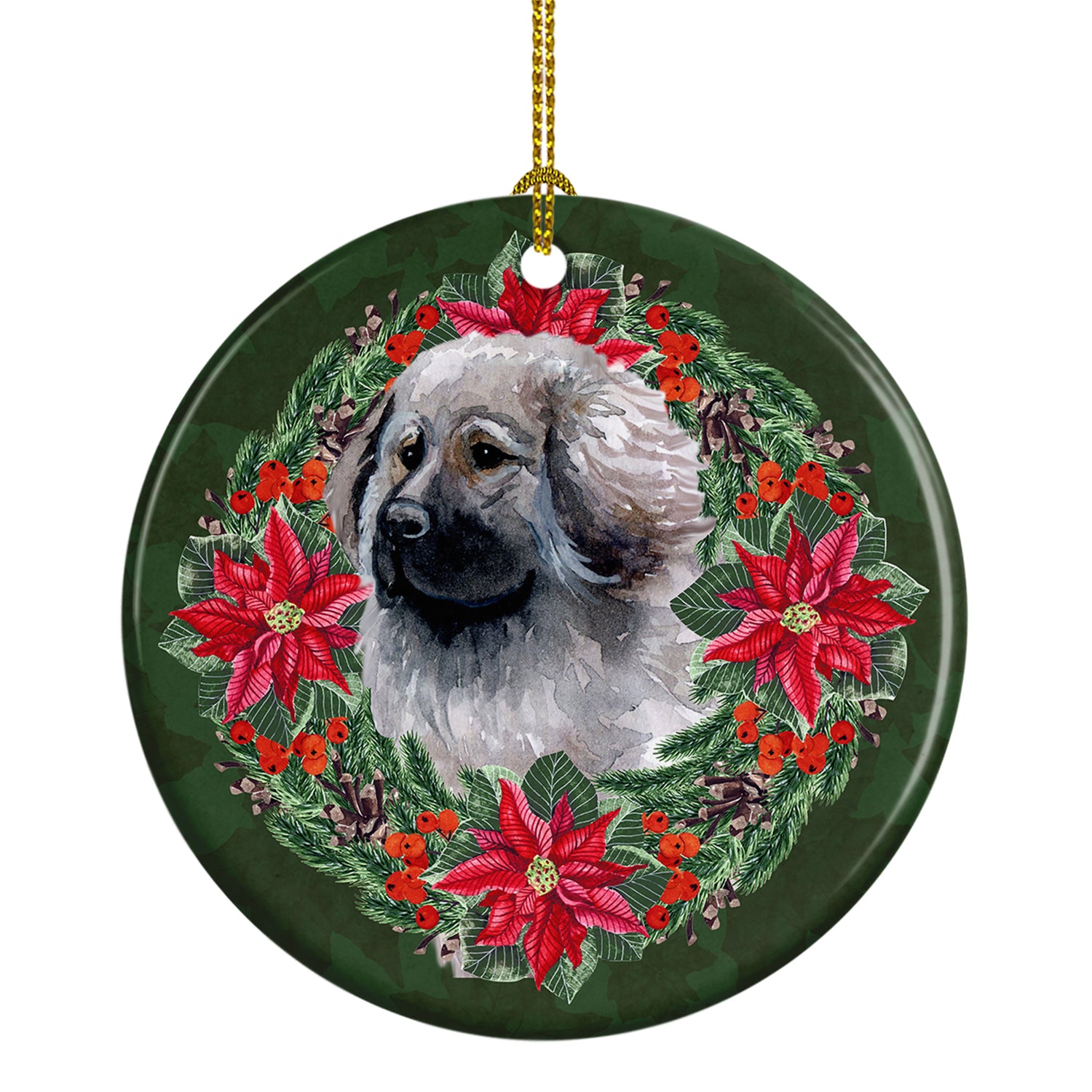 Buy this Moscow Watchdog Poinsetta Wreath Ceramic Ornament