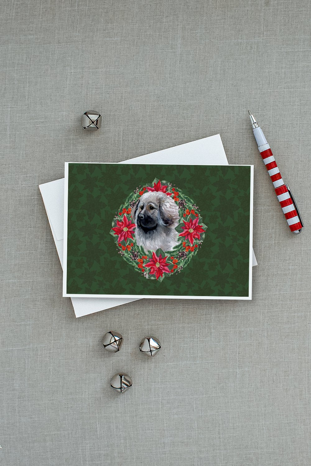 Moscow Watchdog Poinsetta Wreath Greeting Cards and Envelopes Pack of 8 - the-store.com