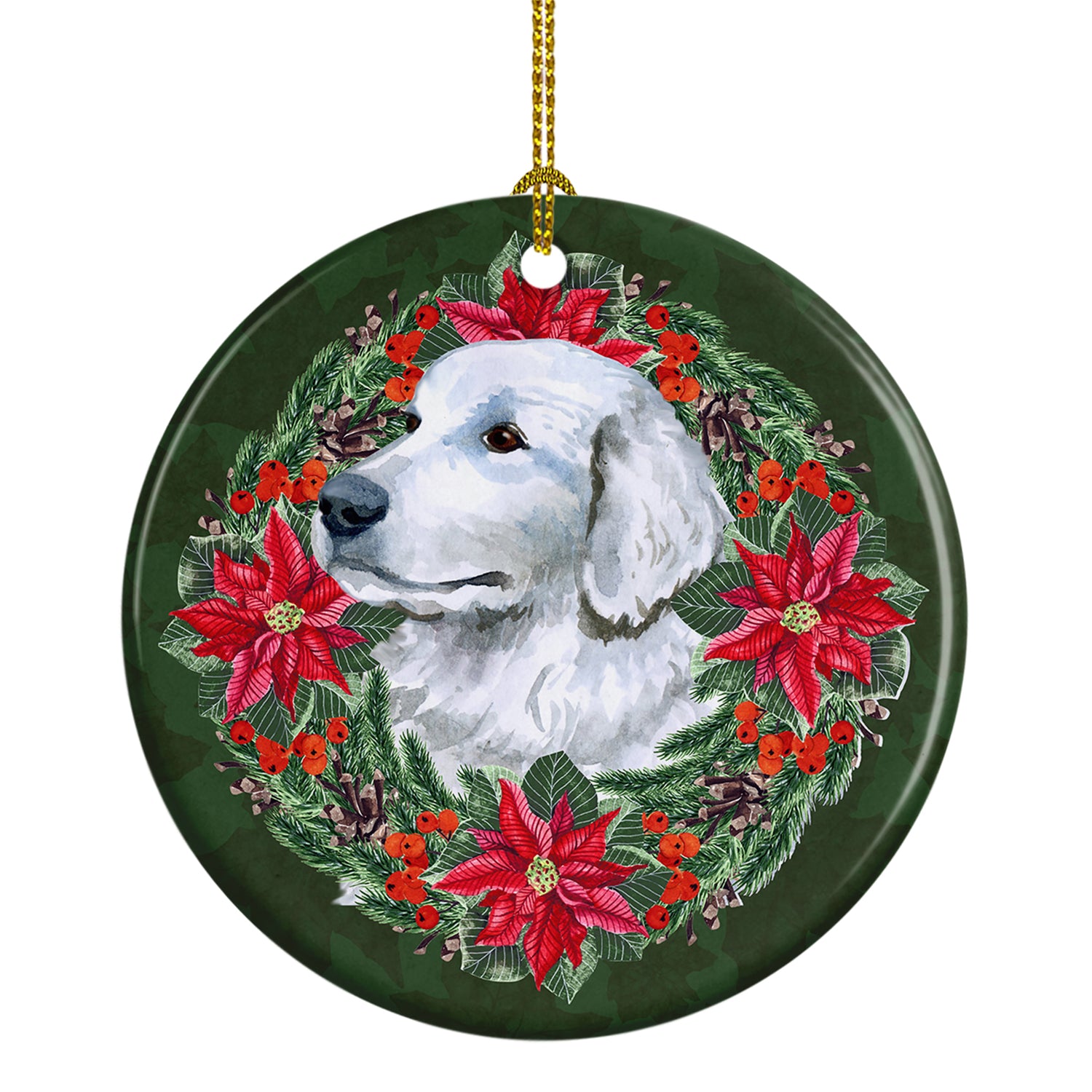 Buy this Maremma Sheepdog Poinsetta Wreath Ceramic Ornament