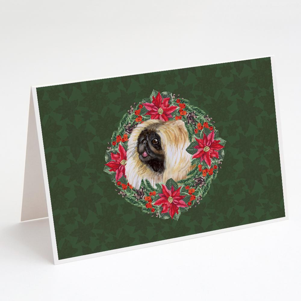 Buy this Pekingese Poinsetta Wreath Greeting Cards and Envelopes Pack of 8