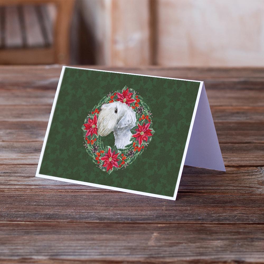 Sealyham Terrier Poinsetta Wreath Greeting Cards and Envelopes Pack of 8 - the-store.com