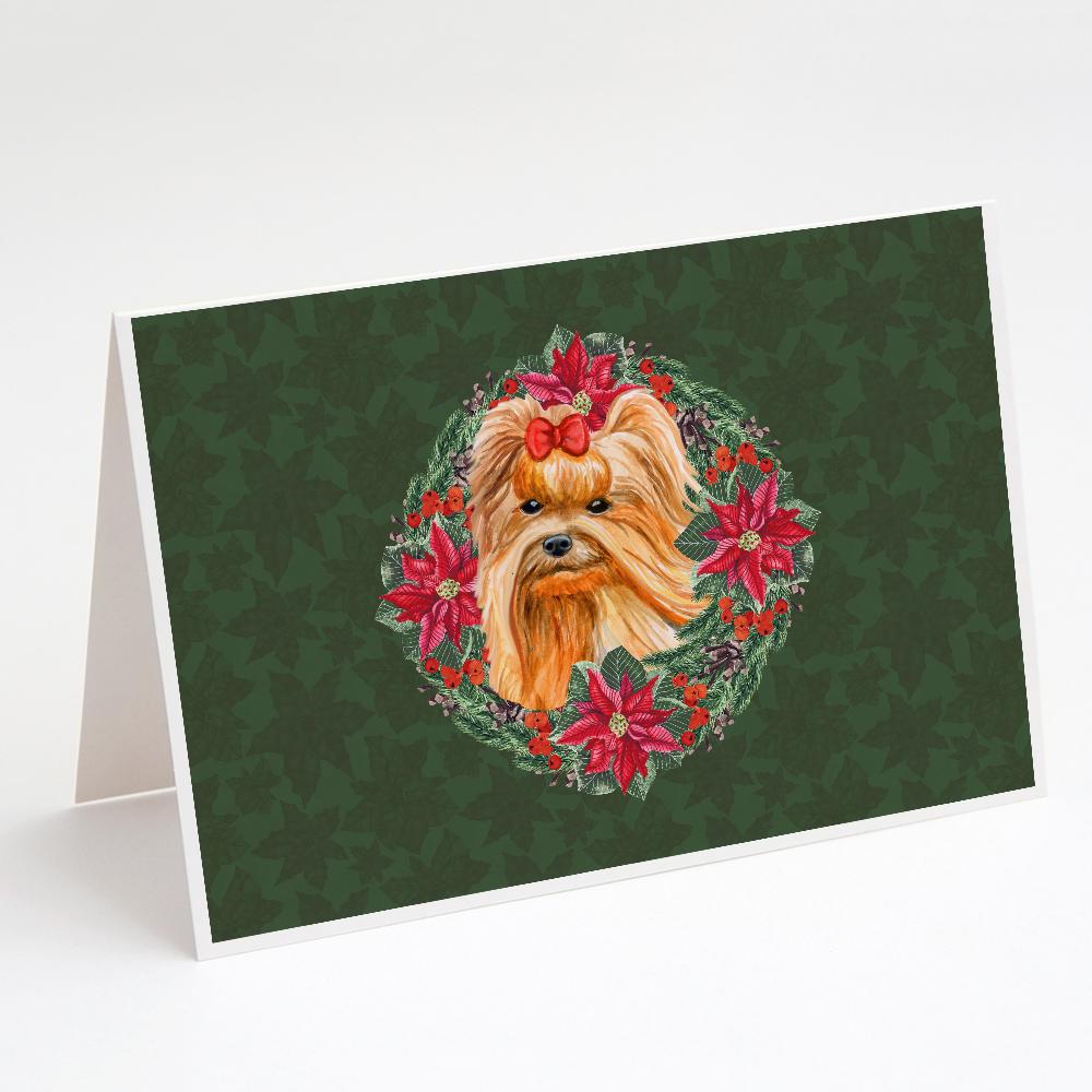 Buy this Yorkshire Terrier Poinsetta Wreath Greeting Cards and Envelopes Pack of 8