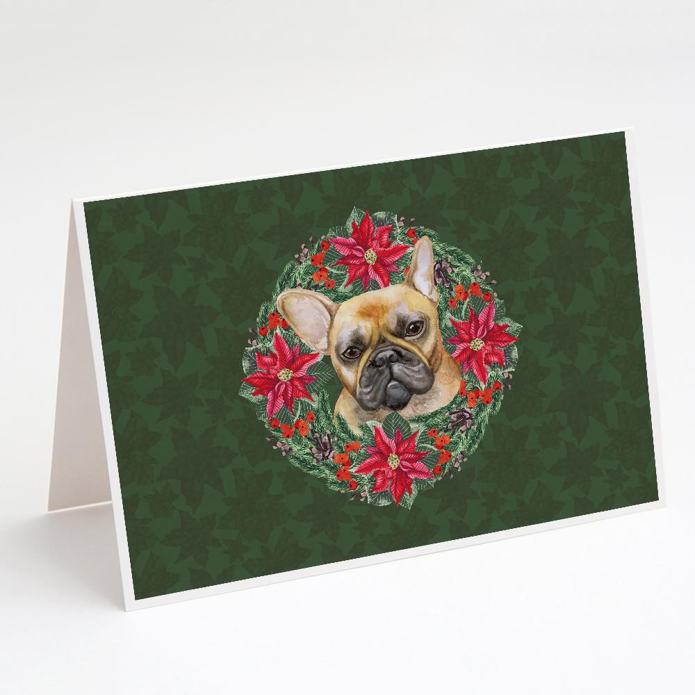 Buy this French Bulldog Poinsetta Wreath Greeting Cards and Envelopes Pack of 8
