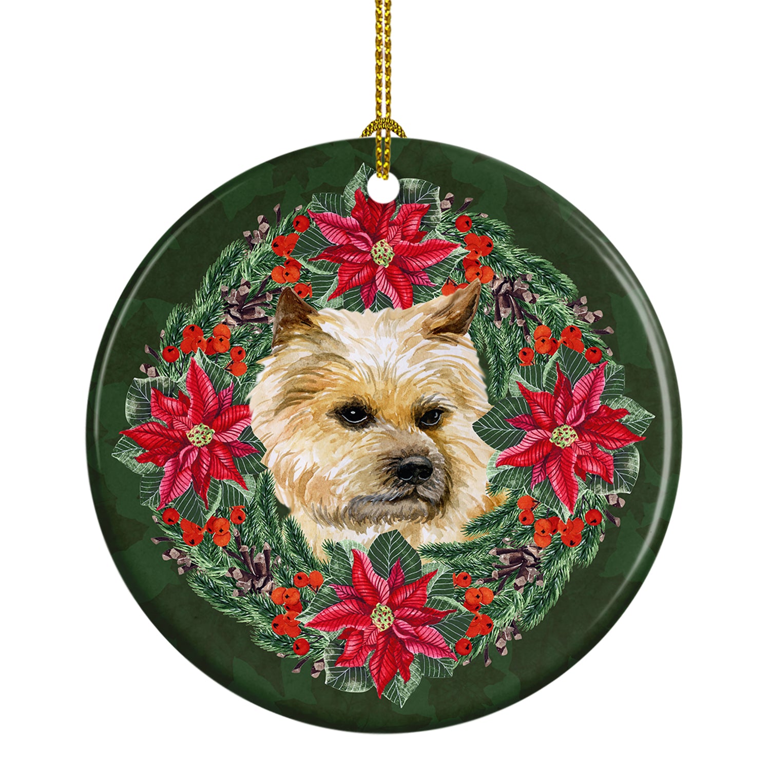 Buy this Cairn Terrier Poinsetta Wreath Ceramic Ornament