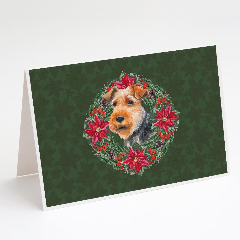 Buy this Welsh Terrier Poinsetta Wreath Greeting Cards and Envelopes Pack of 8