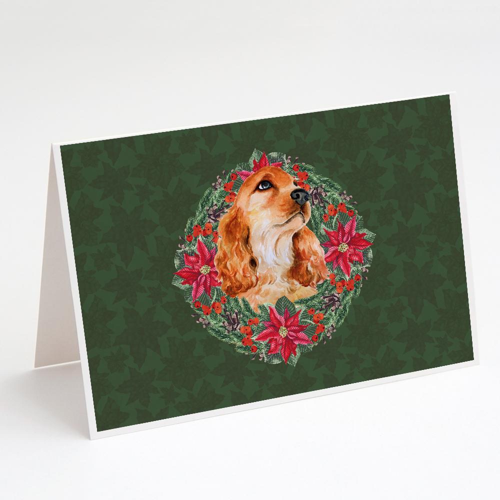 Buy this Cocker Spaniel Poinsetta Wreath Greeting Cards and Envelopes Pack of 8