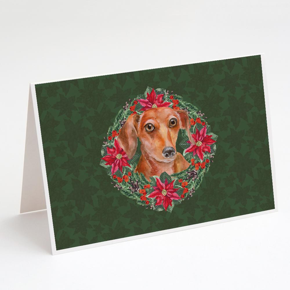 Buy this Red Dachshund Poinsetta Wreath Greeting Cards and Envelopes Pack of 8