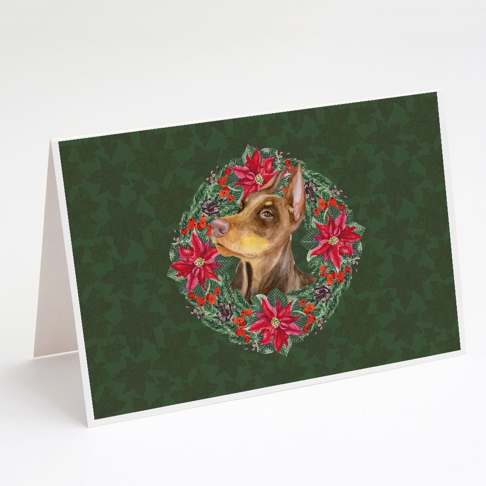 Buy this Doberman Pinscher Poinsetta Wreath Greeting Cards and Envelopes Pack of 8