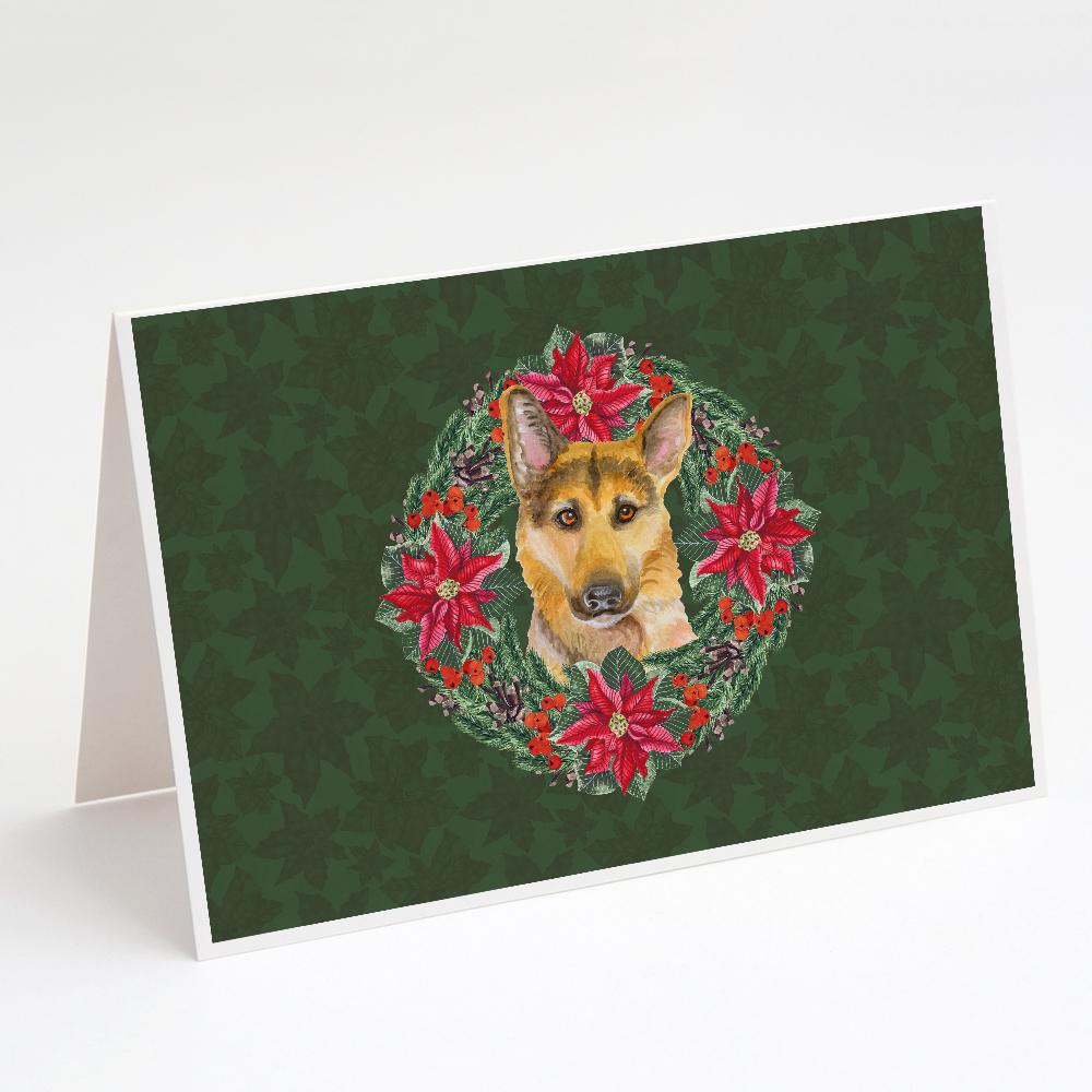 Buy this German Shepherd #2 Poinsetta Wreath Greeting Cards and Envelopes Pack of 8