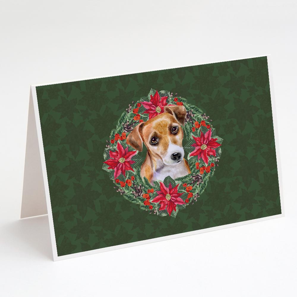 Buy this Jack Russell Terrier #2 Poinsetta Wreath Greeting Cards and Envelopes Pack of 8