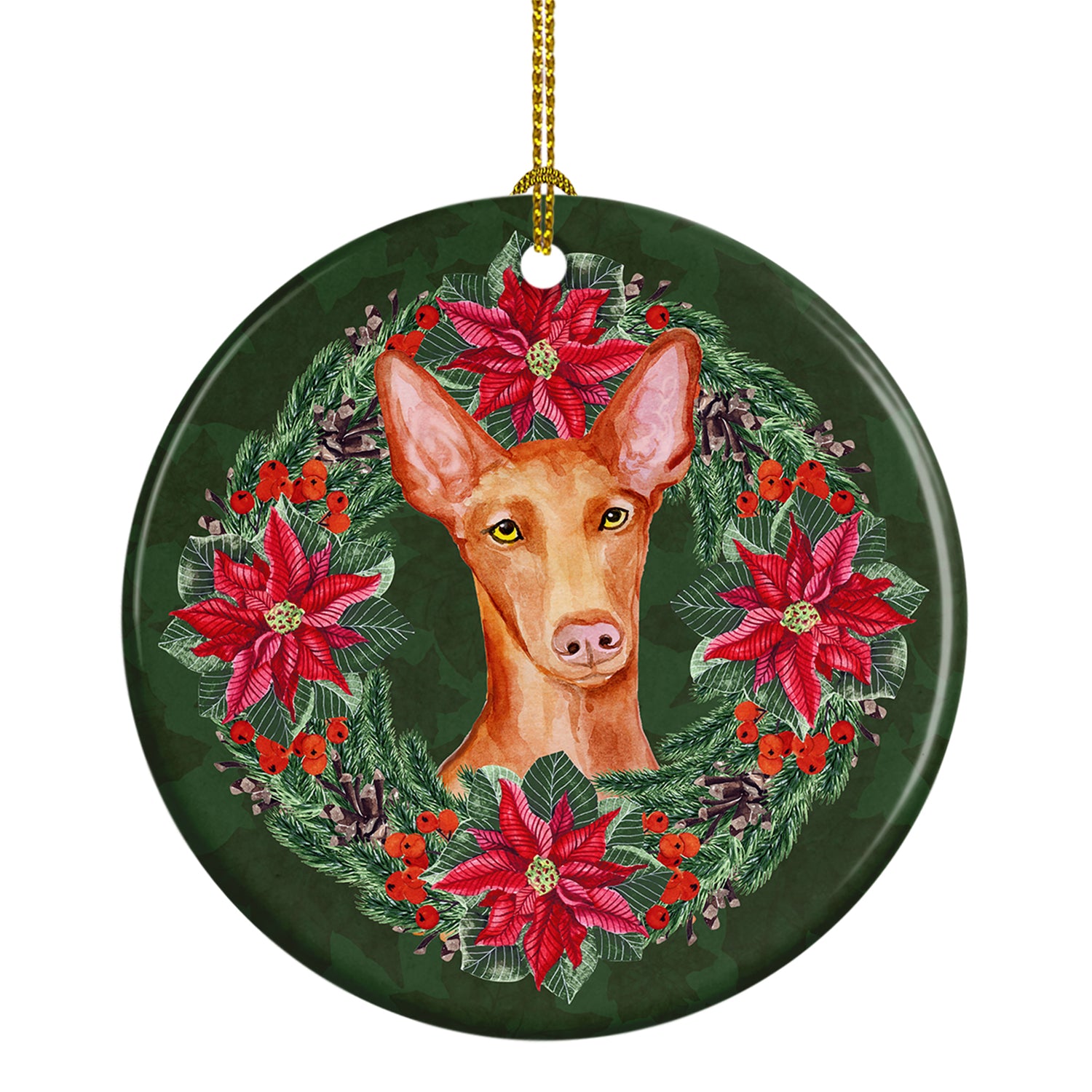 Buy this Pharaoh Hound Poinsetta Wreath Ceramic Ornament