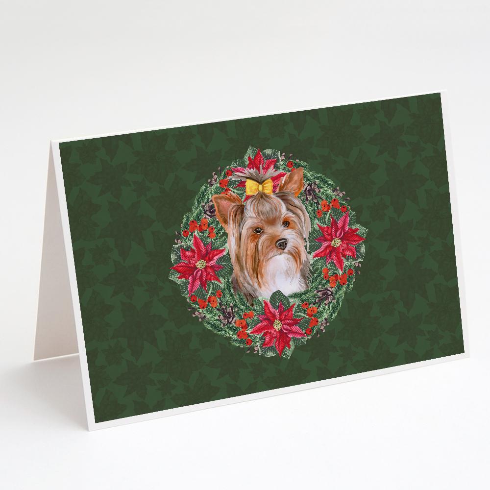 Buy this Yorkshire Terrier #2 Poinsetta Wreath Greeting Cards and Envelopes Pack of 8