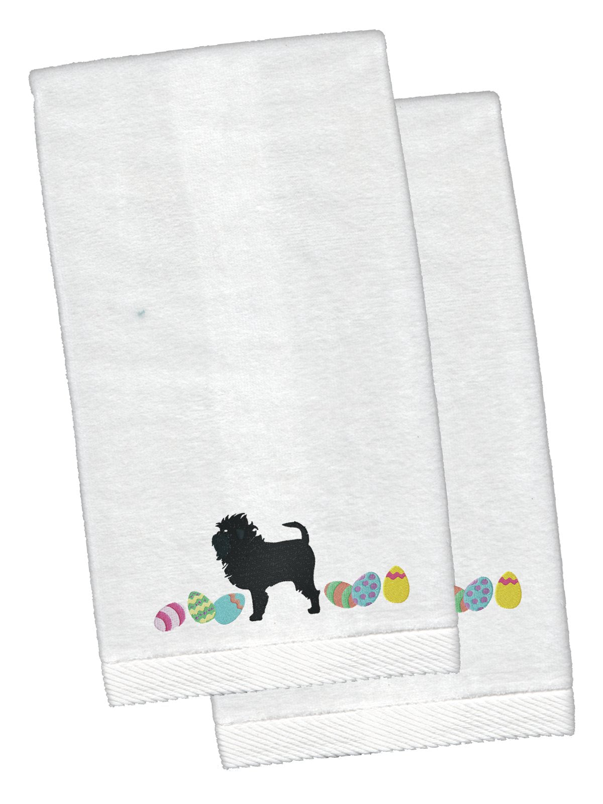 Affenpinscher Easter White Embroidered Plush Hand Towel Set of 2 CK1591KTEMB by Caroline&#39;s Treasures