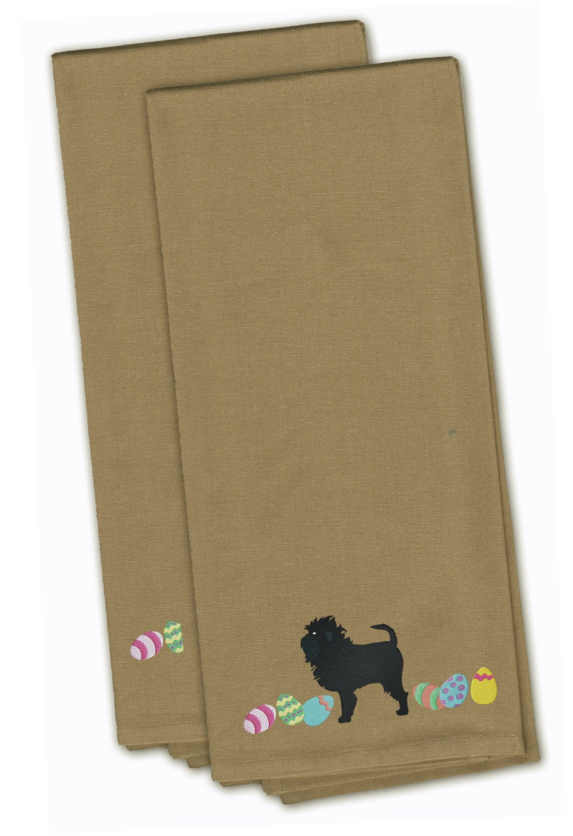 Affenpinscher Easter Tan Embroidered Kitchen Towel Set of 2 CK1591TNTWE by Caroline&#39;s Treasures