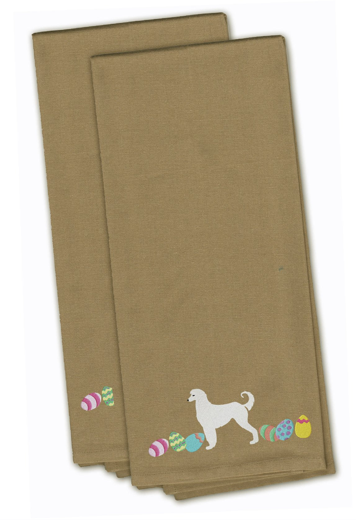 Afghan Hound Easter Tan Embroidered Kitchen Towel Set of 2 CK1592TNTWE by Caroline&#39;s Treasures