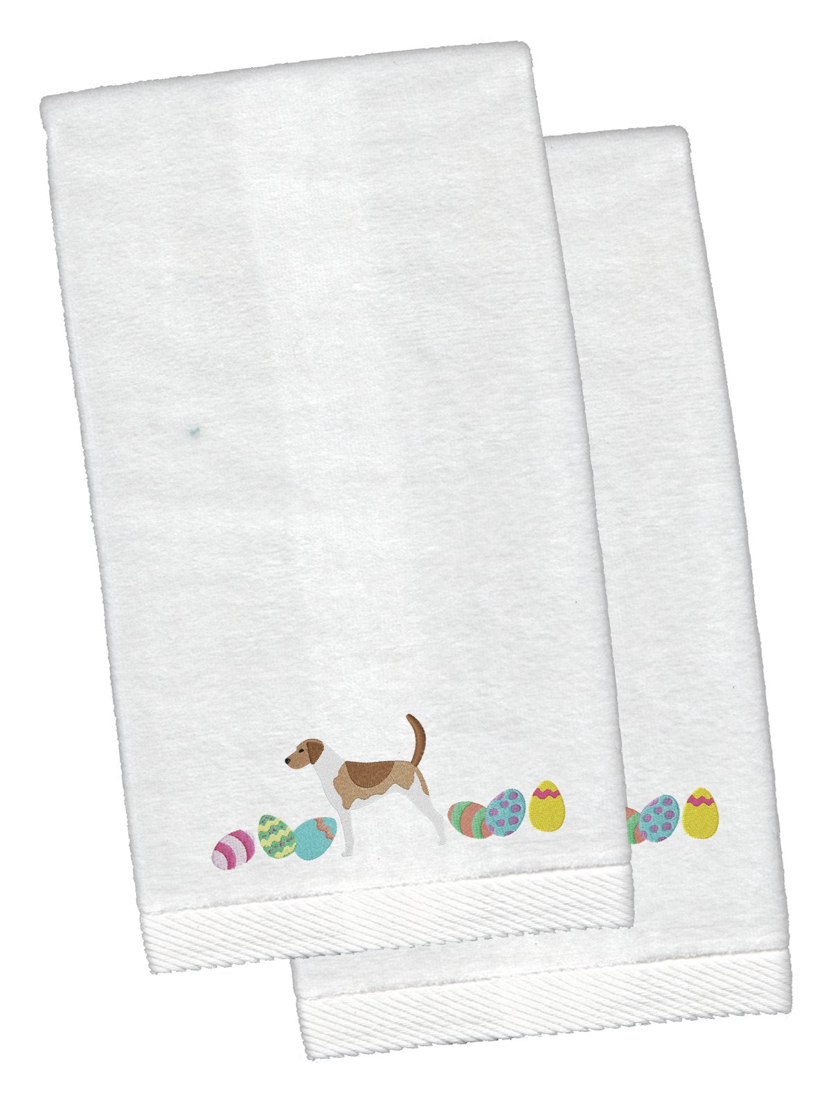 American Foxhound Easter White Embroidered Plush Hand Towel Set of 2 CK1596KTEMB by Caroline&#39;s Treasures