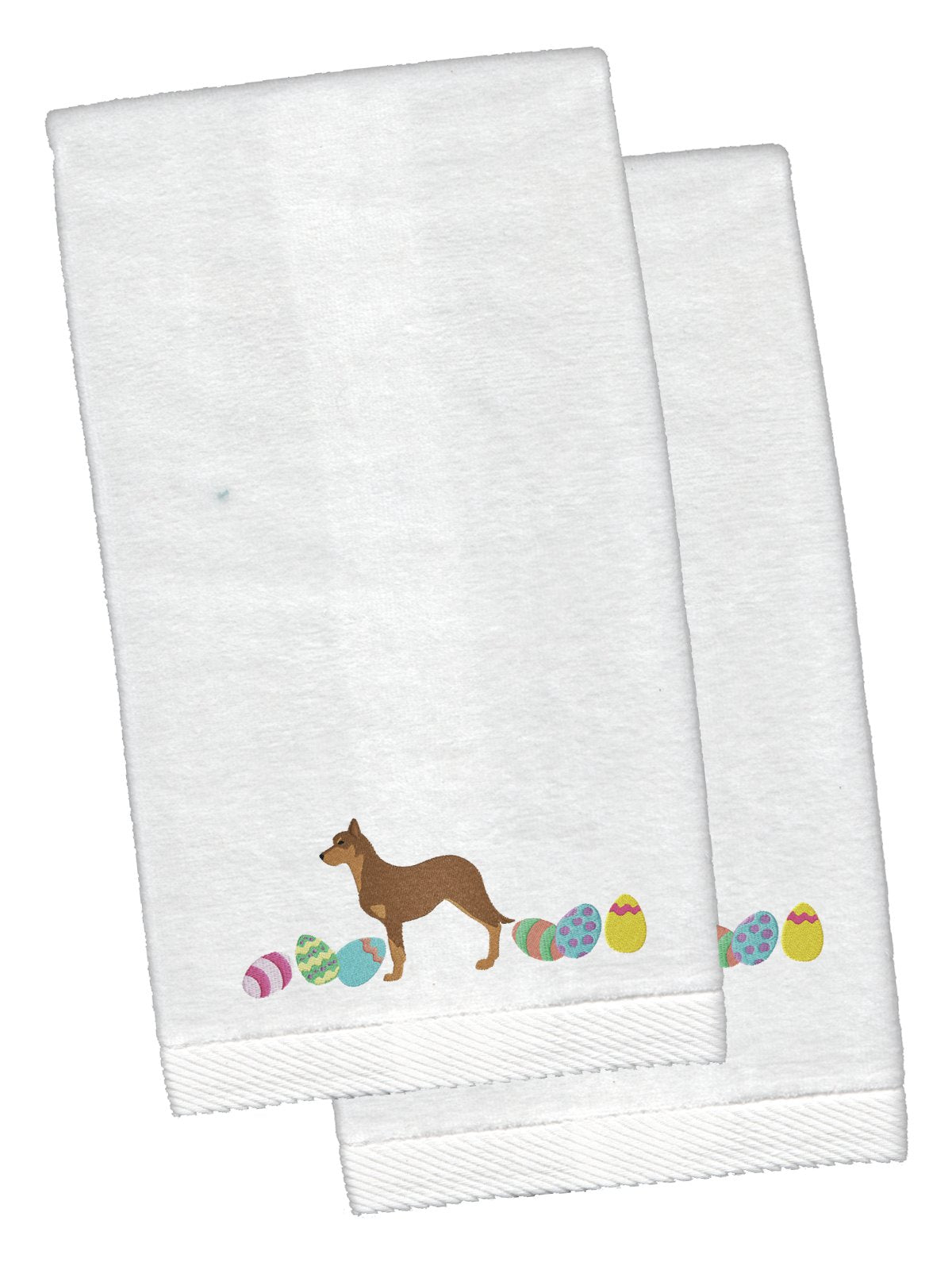 Australian Kelpie Easter White Embroidered Plush Hand Towel Set of 2 CK1600KTEMB by Caroline&#39;s Treasures