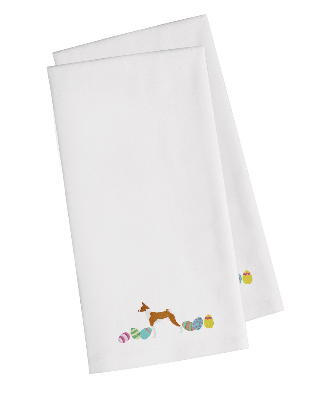 Basenji Easter White Embroidered Kitchen Towel Set of 2 CK1602WHTWE by Caroline&#39;s Treasures