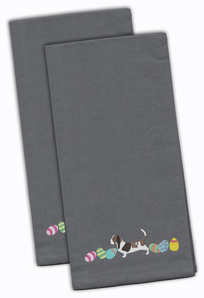 Basset Hound Easter Gray Embroidered Kitchen Towel Set of 2 CK1603GYTWE by Caroline's Treasures
