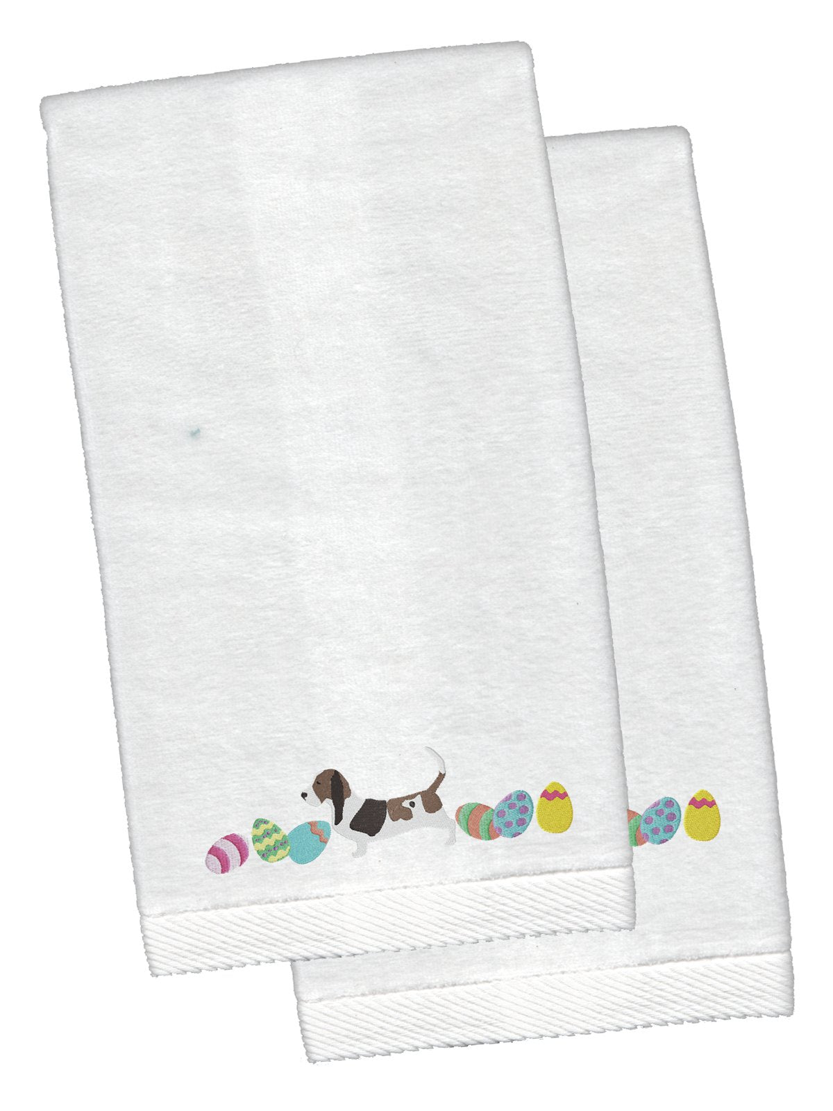Basset Hound Easter White Embroidered Plush Hand Towel Set of 2 CK1603KTEMB by Caroline&#39;s Treasures