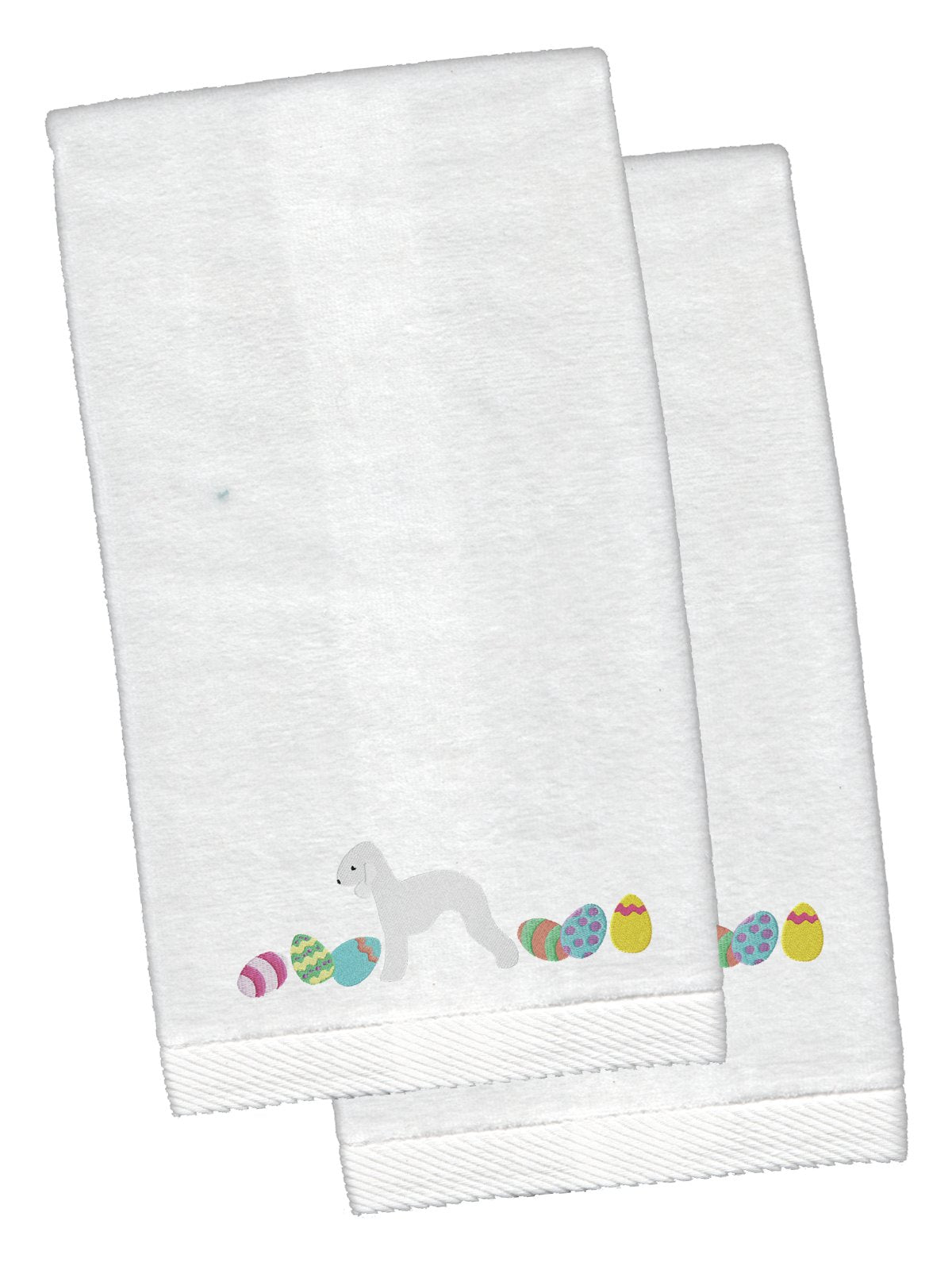 Bedlington Terrier Easter White Embroidered Plush Hand Towel Set of 2 CK1606KTEMB by Caroline&#39;s Treasures