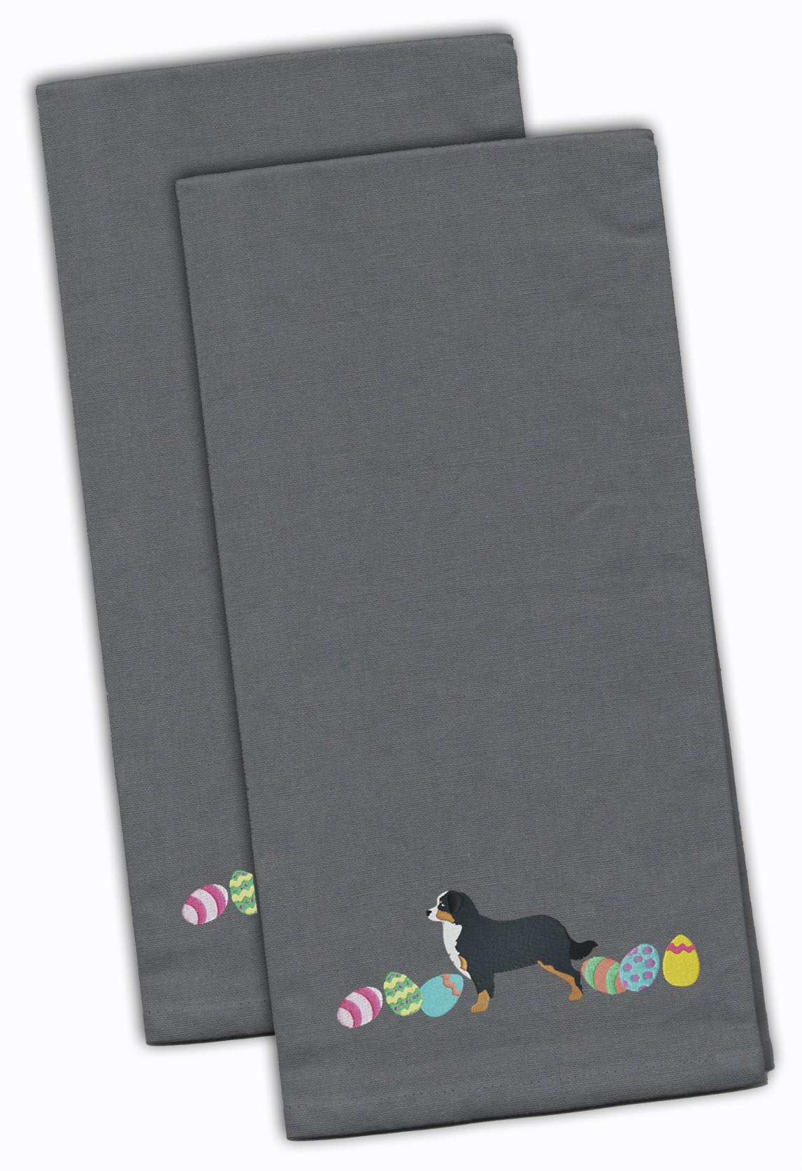 Bernese Mountain Dog Easter Gray Embroidered Kitchen Towel Set of 2 CK1608GYTWE by Caroline&#39;s Treasures