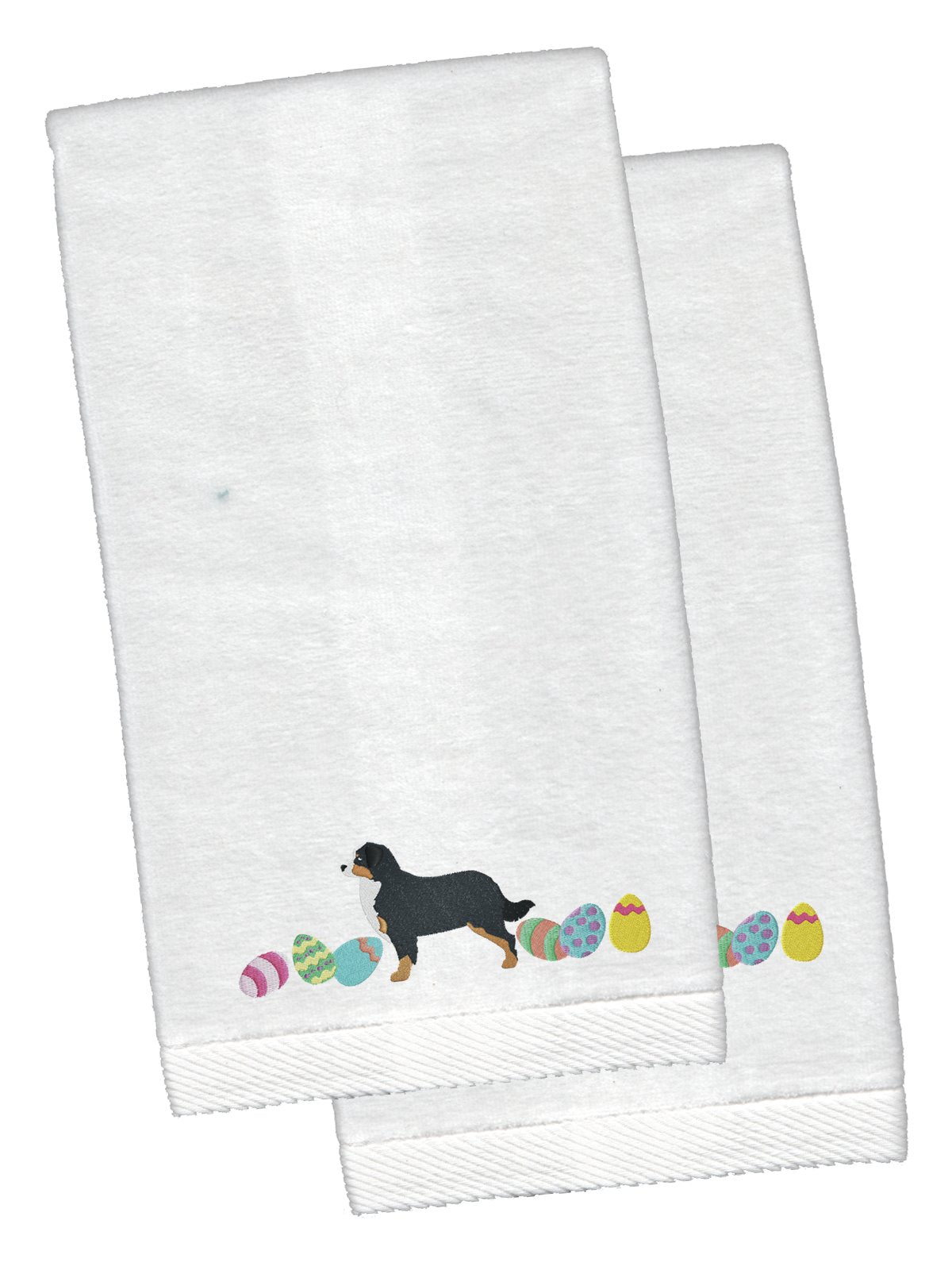 Bernese Mountain Dog Easter White Embroidered Plush Hand Towel Set of 2 CK1608KTEMB by Caroline&#39;s Treasures